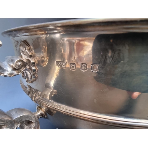 526 - A large Scottish silver twin handled pedestal bowl, by Hamilton & Inches, Edinburgh 1921, 26cm d... 