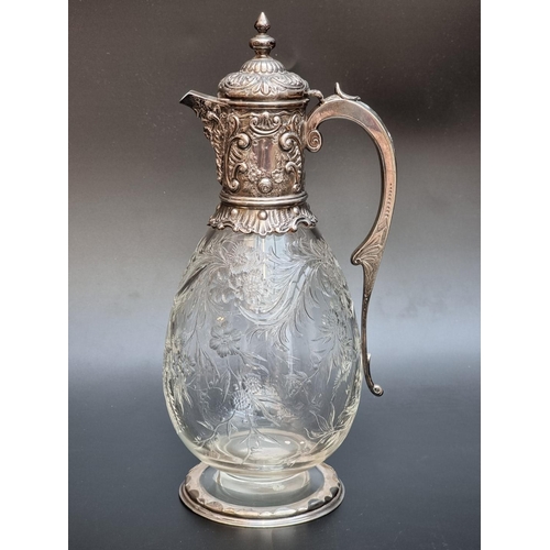 543 - A good Victorian silver mounted 'Rock Crystal' glass claret jug, by Charles Edwards, London 1891, th... 