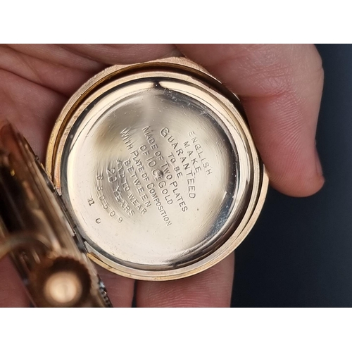 831 - A Bravington Renown gold plated stem wind pocket watch, 46mm, with inscription to dust cover 'Cresce... 