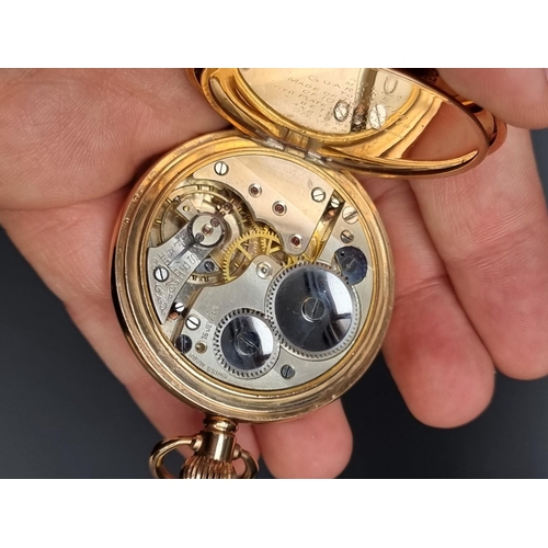 831 - A Bravington Renown gold plated stem wind pocket watch, 46mm, with inscription to dust cover 'Cresce... 