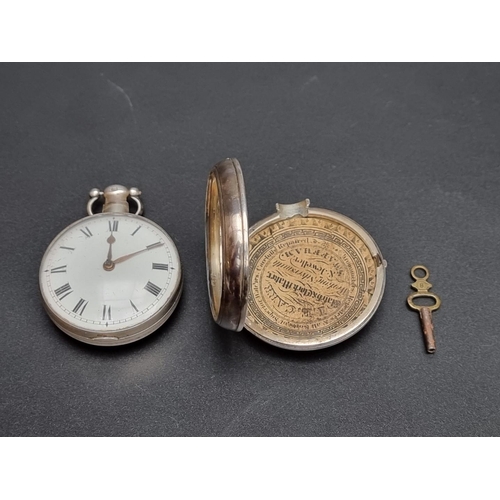 835 - A George IV silver pair cased open face fusee verge pocket watch, by William Spurge, Woolwich, No 28... 