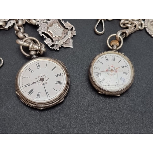 838 - A continental .935 stem wind fob watch; together with a continental white metal key wind fob watch; ... 