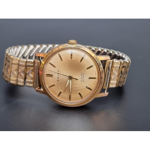 848 - A 1960s Arlea gold plated automatic wristwatch, 34mm, on later expanding bracelet.