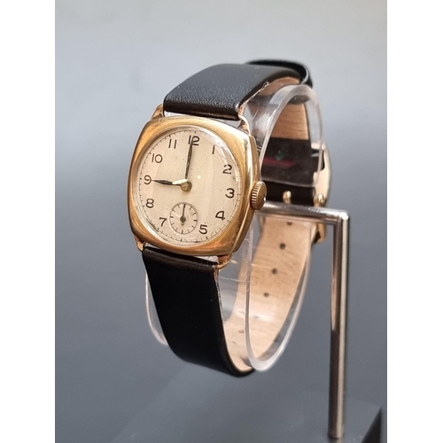 849 - A 1940 Certina 9ct gold manual wind wristwatch, 27mm, the Kurth Freres Watch Movement stamped KF300,... 