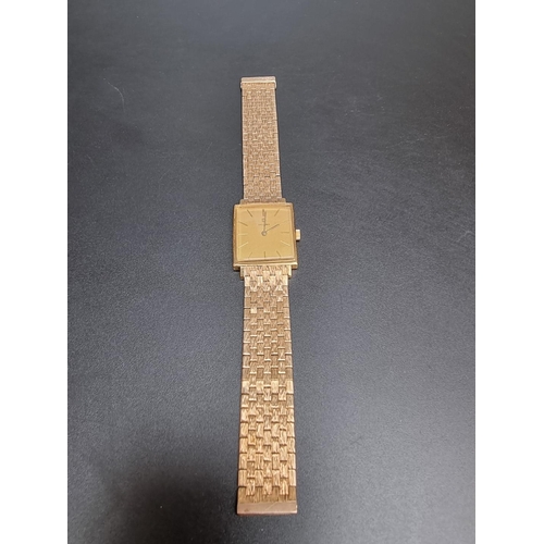 850 - A vintage Delano yellow metal manual wind wristwatch, the rectangular case 30 x 26mm, stamped 750 an... 