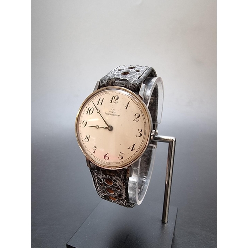 852 - A vintage Jaeger Le Coultre stainless steel manual wind wristwatch, 33mm, No.1236413, on replacement... 