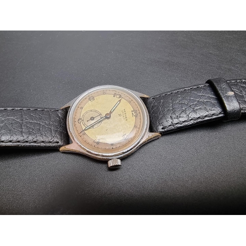 853 - A vintage Hermes 'Sport' nickel plated and stainless steel manual wind wristwatch, 34mm, on later Hi... 