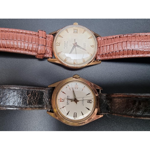 854 - A vintage Plaza gold topped automatic wristwatch, 34mm, on replacement leather strap; together with ... 