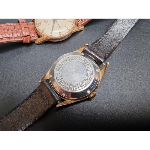 854 - A vintage Plaza gold topped automatic wristwatch, 34mm, on replacement leather strap; together with ... 