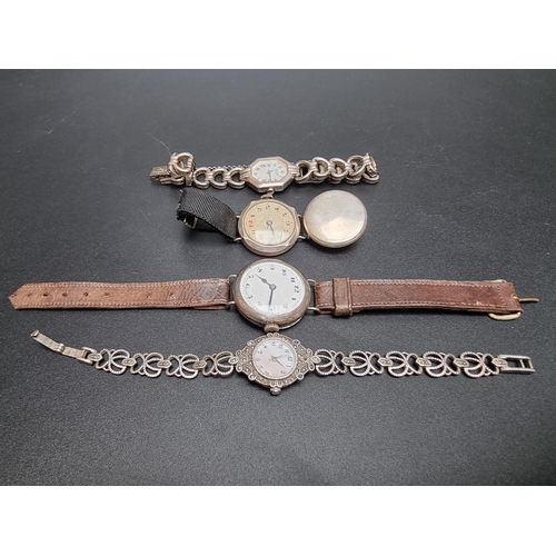 864 - A Rotary silver ladies quartz wristwatch, Ref.10595; together with another white metal ladies quartz... 