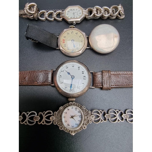 864 - A Rotary silver ladies quartz wristwatch, Ref.10595; together with another white metal ladies quartz... 