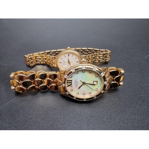 867 - A Rotary 'Rocks' gold plated and diamond set quartz ladies wristwatch; together with another gold pl... 