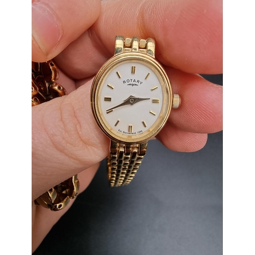 867 - A Rotary 'Rocks' gold plated and diamond set quartz ladies wristwatch; together with another gold pl... 