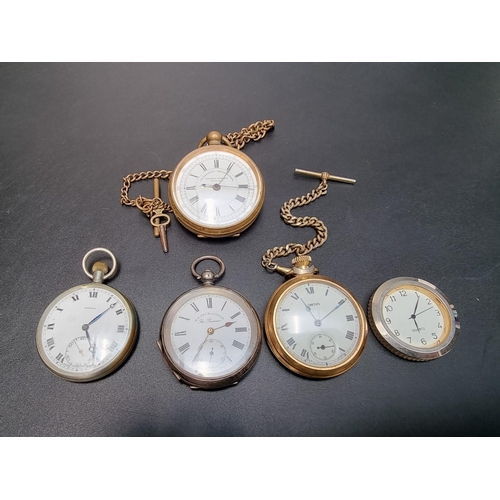 884 - A continental .935 key wind pocket watch, the dial signed H.E. Peck, London, 50mm; together with thr... 