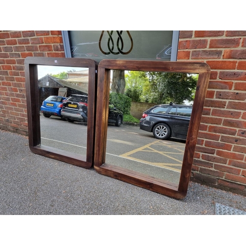 1768 - A pair of large hardwood mirrors, 120 x 100cm. 