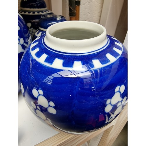 1129 - Fourteen Chinese blue and white ginger jars and eight covers, largest 14.5cm high.