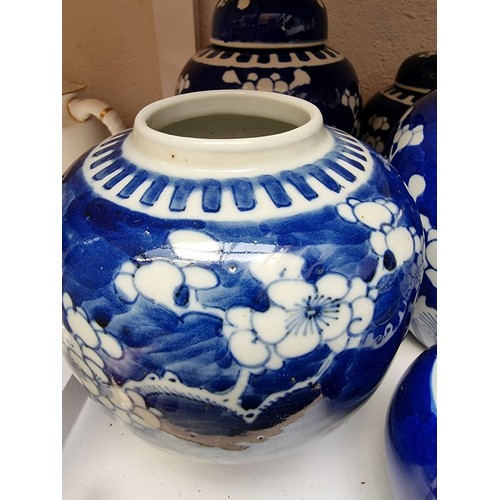 1129 - Fourteen Chinese blue and white ginger jars and eight covers, largest 14.5cm high.