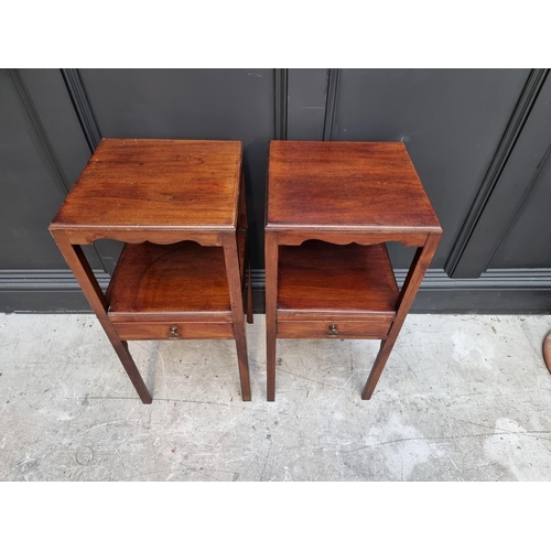 1017 - A small pair of mahogany two tier whatnots, each with drawer stamped 'B. Shepherd', 72cm high x 34cm... 