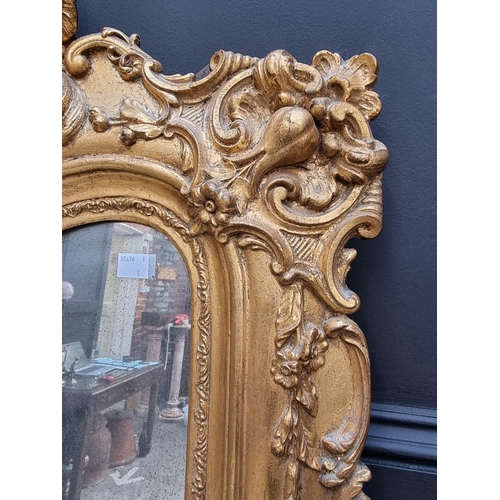 1023 - A large 19th century giltwood framed pier mirror, 174.5 high x 69cm wide, (plate a.f.).... 