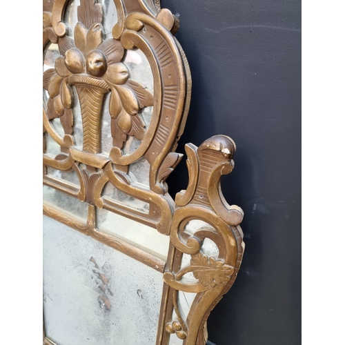 1026 - A late 18th century French gilt framed wall mirror, 107.5cm x 55cm.