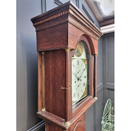 1028 - An early 19th century oak eight day longcase clock, the 13in arch painted dial inscribed 'Gowland, B... 