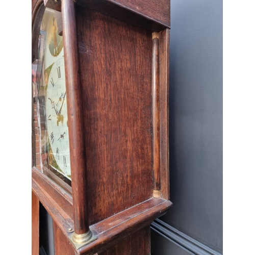 1028 - An early 19th century oak eight day longcase clock, the 13in arch painted dial inscribed 'Gowland, B... 