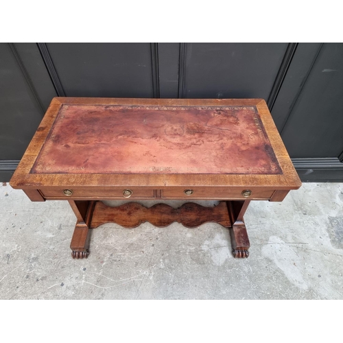 1044 - An antique mahogany library type table, with leather inset surface, 98cm wide. ... 