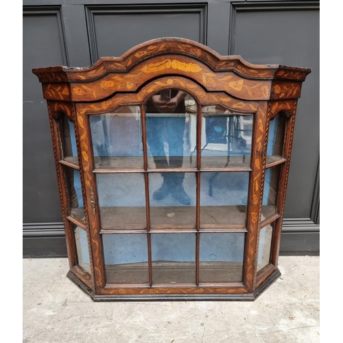 1060 - An 18th century Dutch marquetry bookcase section, 102.5cm high x 109cm wide.