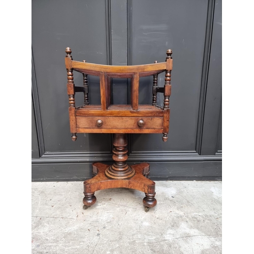 1062 - An unusual Victorian mahogany pedestal Canterbury, 79cm high x 44.5cm wide. 