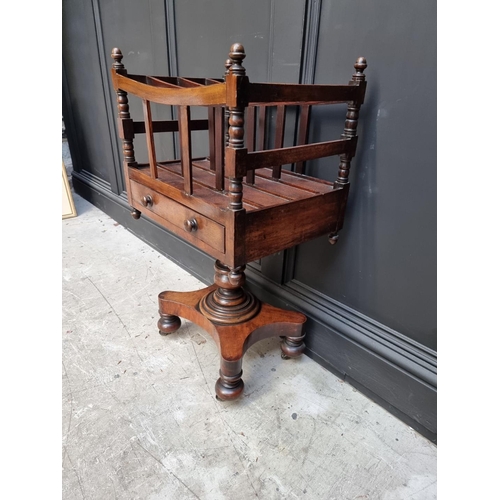 1062 - An unusual Victorian mahogany pedestal Canterbury, 79cm high x 44.5cm wide. 