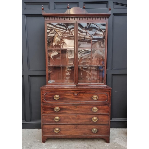 1076 - An early 19th century mahogany secretaire bookcase, 123cm wide.