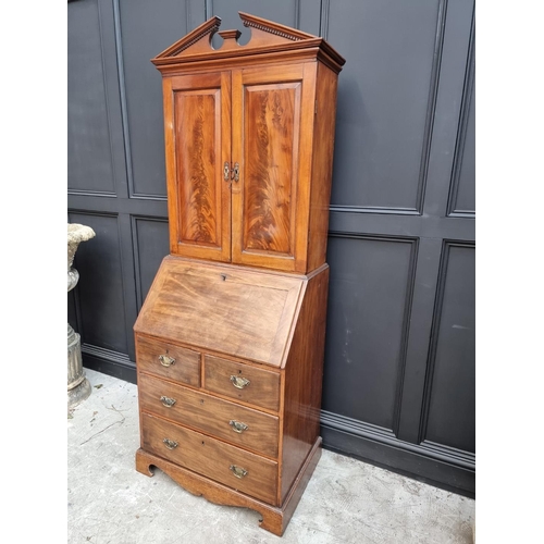 1078 - A George III mahogany bureau bookcase, (top and base associated), 78cm wide. 