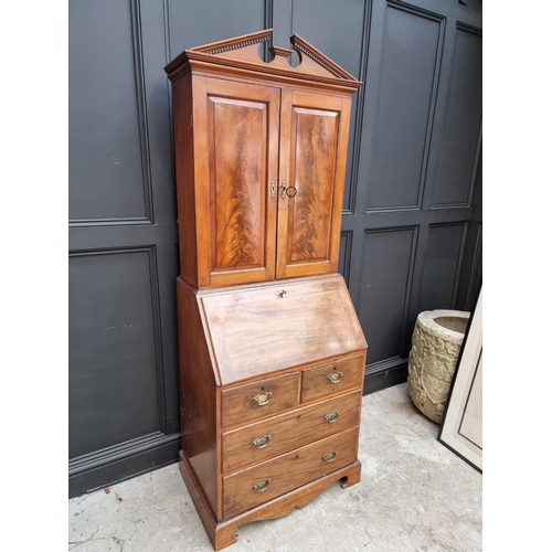 1078 - A George III mahogany bureau bookcase, (top and base associated), 78cm wide. 