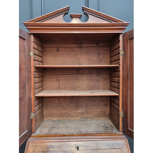 1078 - A George III mahogany bureau bookcase, (top and base associated), 78cm wide. 