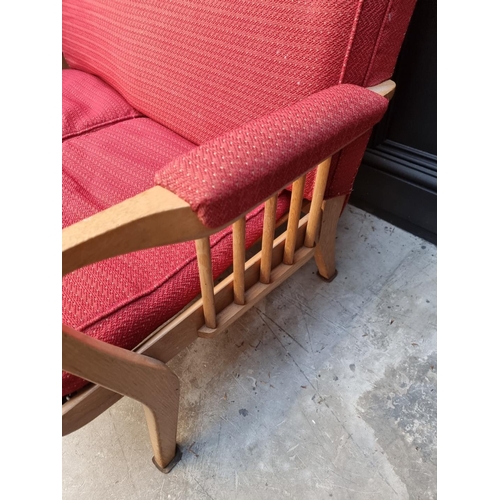 1080 - A mid-century Lebus 'Link' two seater settee and a pair of matching occasional chairs, the settee ap... 