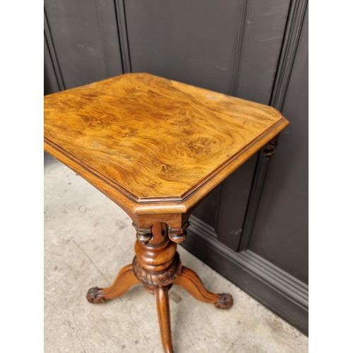 1113 - A Victorian carved walnut pedestal occasional table, 49cm wide. 