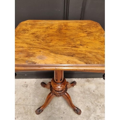 1113 - A Victorian carved walnut pedestal occasional table, 49cm wide. 