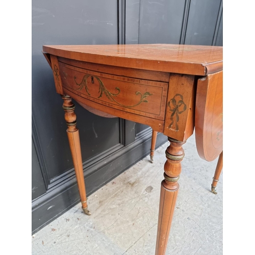 1114 - An early 20th century satinwood, painted and crossbanded Pembroke table, in the manner of Edwards &a... 