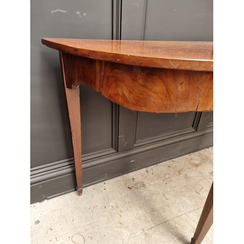 1116 - A early 19th century demi-lune console table, 124cm wide.