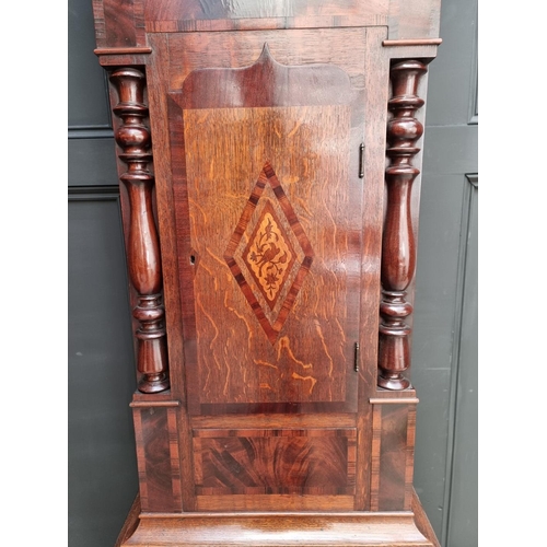 1118 - A 19th century oak, mahogany and inlaid eight day longcase clock, the 14in arched painted dial inscr... 