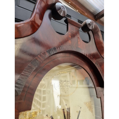 1118 - A 19th century oak, mahogany and inlaid eight day longcase clock, the 14in arched painted dial inscr... 