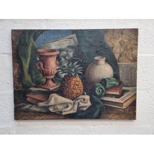 1293 - George Elmslie Owen, still lifes, two works, each signed, oil on canvas, largest 62.5 x 75cm, smalle... 