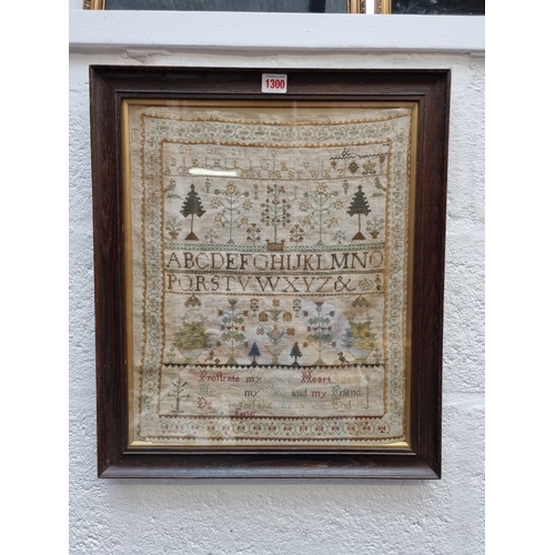 1300 - A 19th century needlework sampler, by 'Ann Foster', 44 x 36cm.