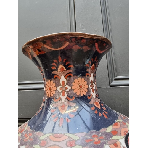 1344 - A large Japanese cloisonne enamel vase, 60cm high, (restorations).