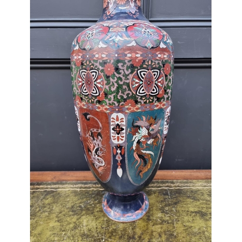 1344 - A large Japanese cloisonne enamel vase, 60cm high, (restorations).