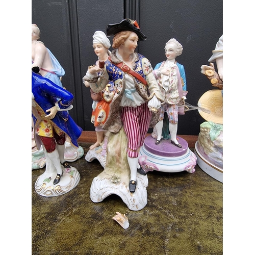 1348 - A collection of Continental porcelain figures, to include a Meissen figure emblematic of Spring, 20c... 