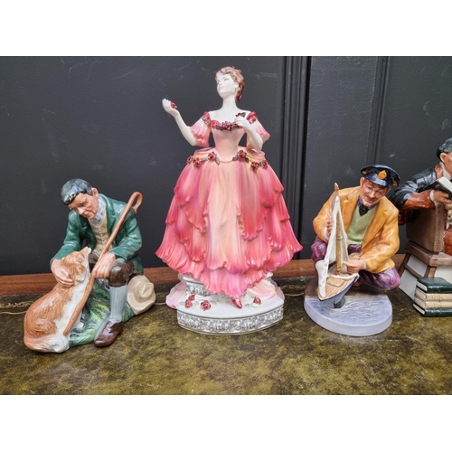 1350 - Five Royal Doulton figures; together with a Coalport figure of Marlena. (6)