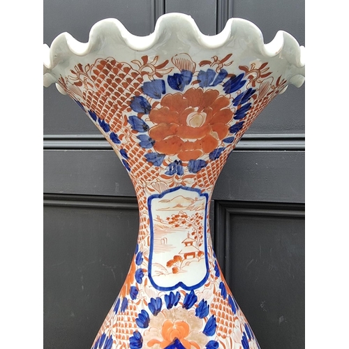 1372 - A large Japanese Imari vase, Meiji, with flared rim, 61.5cm high.