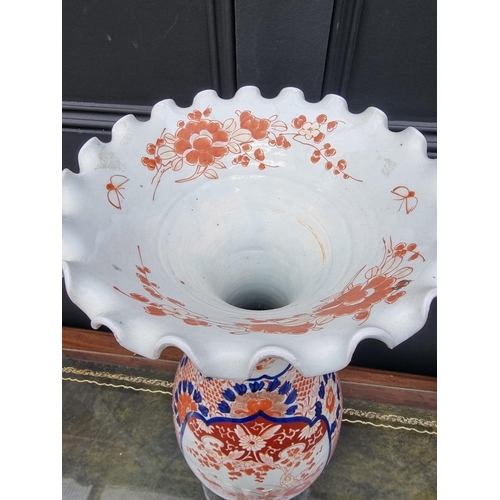 1372 - A large Japanese Imari vase, Meiji, with flared rim, 61.5cm high.