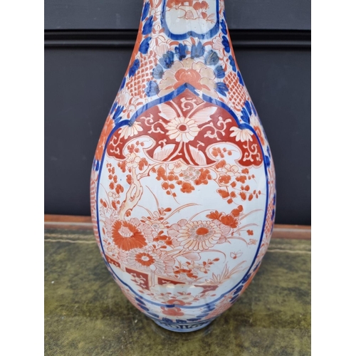 1372 - A large Japanese Imari vase, Meiji, with flared rim, 61.5cm high.